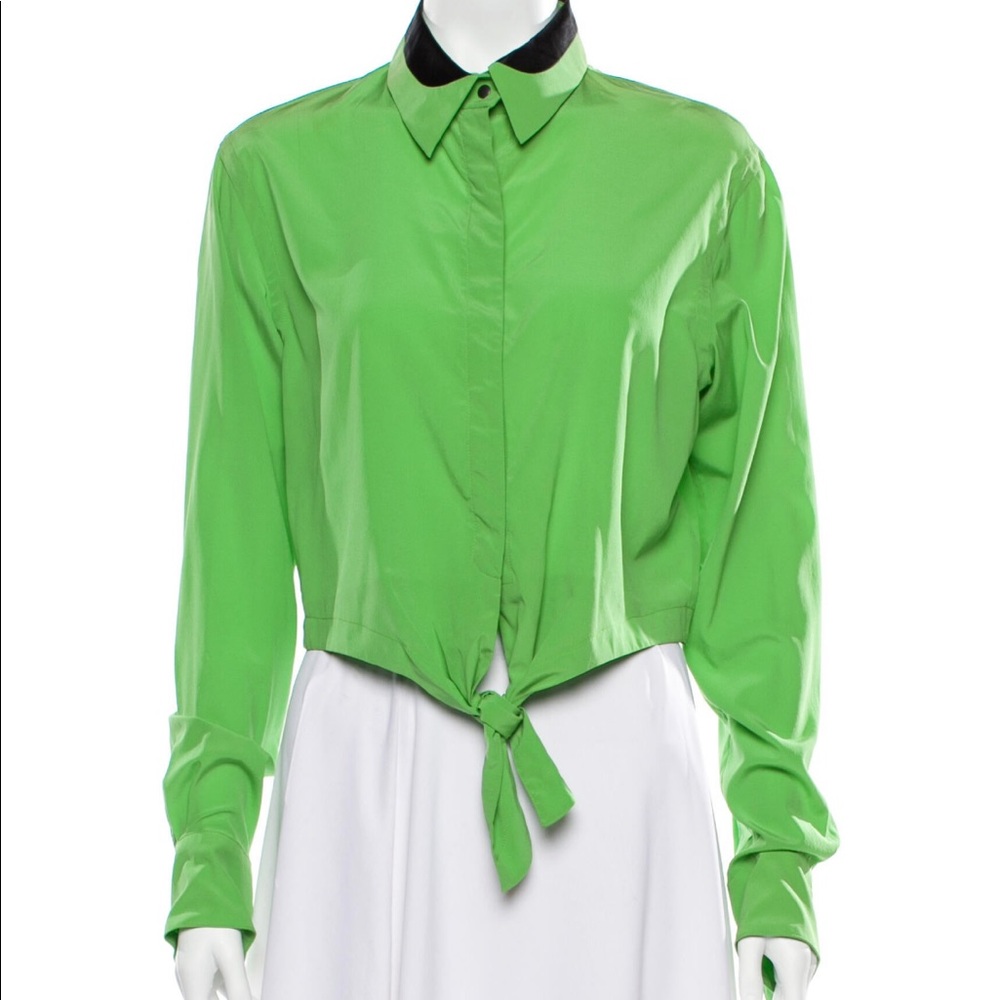 ❣️SOLD❣️Rag & Bone Green Silk Tie Blouse
